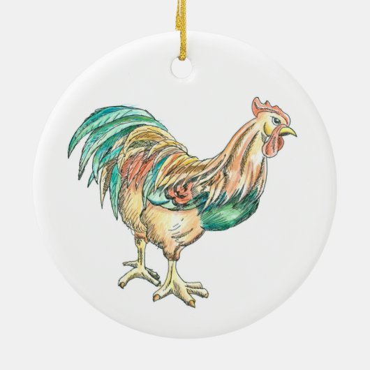 Rooster Art Keramisch Ornament (Achterkant)