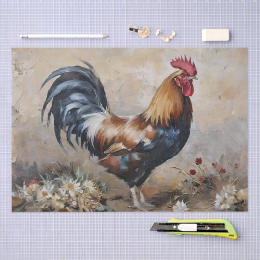Rooster Art Olieverfschilderij Decoupage Tissuepapier (Craft)