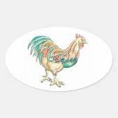 Rooster Art Ovale Sticker (Voorkant)