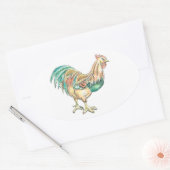 Rooster Art Ovale Sticker (Envelop)