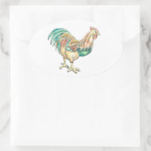 Rooster Art Ovale Sticker (Tas)