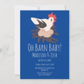 Rooster Barn Animals Boerderij Baby shower Art Blu Kaart (Voorkant)