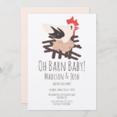 Rooster Barn Animals Boerderij Baby shower Art Inv Kaart (Voorkant / Achterkant)
