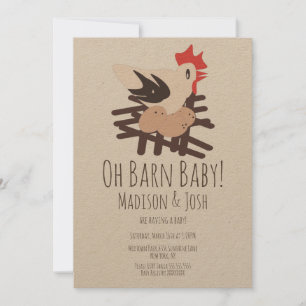 Rooster Barn Animals Boerderij Baby shower Art Inv Kaart