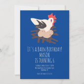 Rooster Barn Animals Boerderij Birthday Art Blue Kaart (Voorkant)