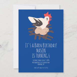 Rooster Barn Animals Boerderij Birthday Art Blue Kaart