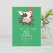 Rooster Barn Animals Boerderij Birthday Art Green Kaart (Staand voorkant)