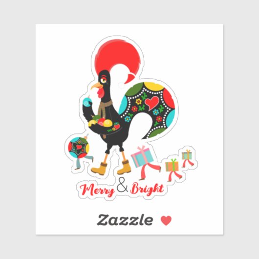Rooster baubles en geschenken Kerstparade Sticker (Vel)