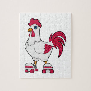 Rooster bij gealigneerde schaatsen met Rollerschaa Legpuzzel
