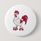 Rooster bij gealigneerde schaatsen met Rollerschaa Ronde Button 7,6 Cm (Voorkant)