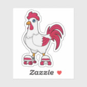 Rooster bij gealigneerde schaatsen met Rollerschaa Sticker (Vel)