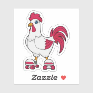 Rooster bij gealigneerde schaatsen met Rollerschaa Sticker