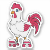 Rooster bij gealigneerde schaatsen met Rollerschaa Sticker (Voorkant)
