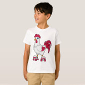 Rooster bij gealigneerde schaatsen met Rollerschaa T-shirt (Voorkant volledig)