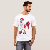 Rooster bij gealigneerde schaatsen met Rollerschaa T-shirt (Voorkant volledig)