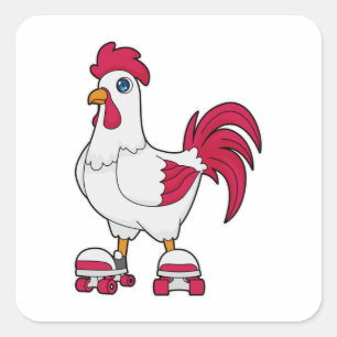 Rooster bij gealigneerde schaatsen met Rollerschaa Vierkante Sticker