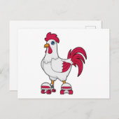 Rooster bij Inline skaten met Roller skates Briefkaart (Voorkant / Achterkant)