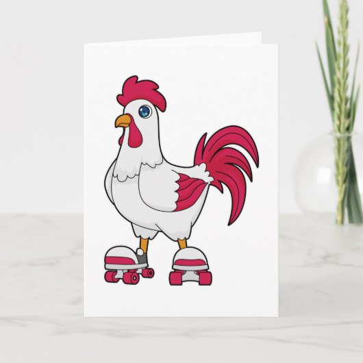 Rooster bij Inline skaten met Roller skates Kaart (Voorkant)