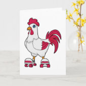 Rooster bij Inline skaten met Roller skates Kaart (Gele Bloem)