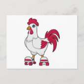 Rooster bij Inline skating met Roller skates Briefkaart (Voorkant)