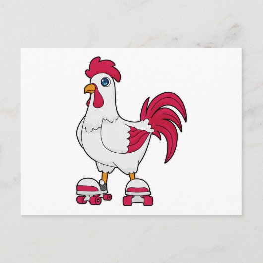 Rooster bij Inline skating met rolschaatsen Briefkaart (Voorkant)