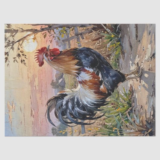 Rooster bij zonsopgang tissuepapier (Voorkant)