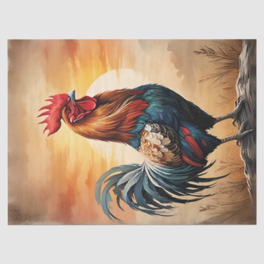 Rooster bij zonsopgang tissuepapier (Voorkant)