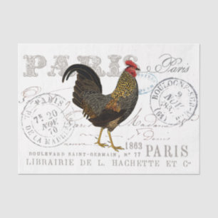 Rooster Bird Farmhouse Franse scriptdepagina Tissuepapier