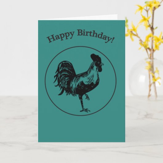 Rooster Birthday Kaart (Gele Bloem)