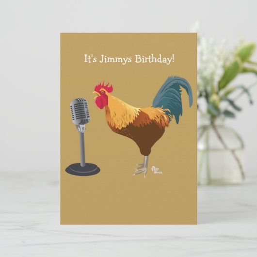 Rooster Birthday Uitnodiging (Staand voorkant)
