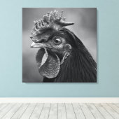 Rooster Black en White Canvas Afdruk (Insitu (Houten vloer))