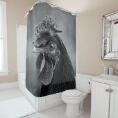 Rooster Black en White Douchegordijn (In situ)