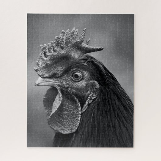 Rooster Black en White Legpuzzel (Verticaal)
