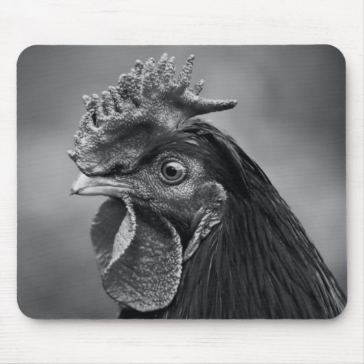 Rooster Black en White Muismat (Voorkant)