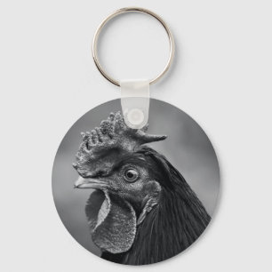 Rooster Black en White Sleutelhanger