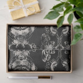 Rooster Black Franse Damask Decoupage Tiss Tissuepapier (Geschenk)