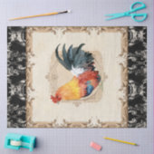 Rooster Black Franse Damask Decoupage Tiss Tissuepapier (Craft)