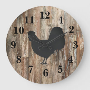Rooster Black Silhouette Shiplap Rustic Decor Grote Klok