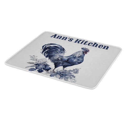 "Rooster" Blauwe Willow Stijl Custom Snijplank (Hoek)