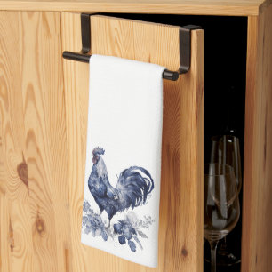 "Rooster" Blauwe Willow Stijl Theedoek