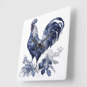"Rooster" Blauwe Willow Stijl Vierkante Klok (Hoek)
