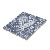 Rooster Blue White Botanical Delft Denim Ceramic T Tegeltje (Zijkant)