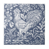 Rooster Blue White Botanical Delft Denim Faces L Tegeltje (Voorkant)