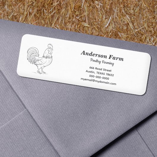 Rooster Boerderij Adres Label Sticker