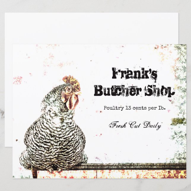 Rooster  Boerderij Antiek Wit Textielland (Voorkant / Achterkant)