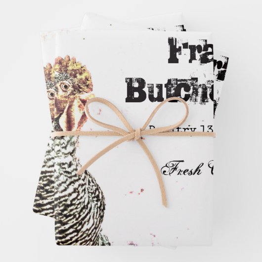 Rooster  Boerderij Antiek Wit Textielland Inpakpapier Vel (In situ)