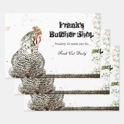 Rooster  Boerderij Antiek Wit Textielland Inpakpapier Vel (Set)