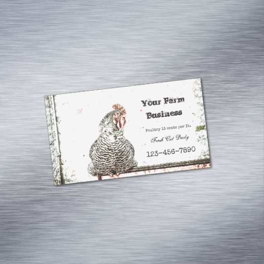 Rooster  Boerderij Antiek Wit Textielland Magnetisch Visitekaartje (Voorbeeld)