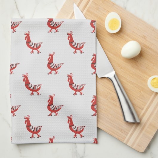 Rooster Boerderij Barn Animals Pattern Dishtowels Theedoek (Quarter Fold)
