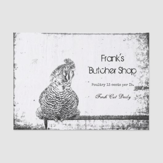 Rooster  Boerderij Black White Texture Land Tissuepapier (Voorkant)